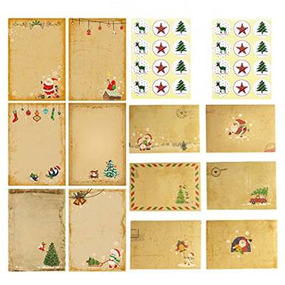 Weihnachts Briefpapier mit Umschlag Set, 24 Stück Weihnachts Briefpapier mit Briefumschläge Weihnachtskarten Klappkarten Set WeihnachtsgrüßE Karten Weihnachten Blanko GrußKarten Set von 通用