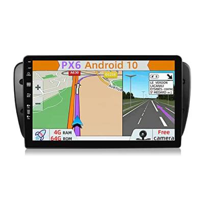 YUNTX PX6 Android 11 Autoradio Radio mit navi für Seat Ibiza 6J (2009-2014): 4GB+64GB- DAB/Bluetooth 5.0/WiFi/Doppel 2 din/9" Bildschirm/Lenkradkontrolle/USB/Mirrorlink/HDMI-Auto zubehör europakarte von 通用