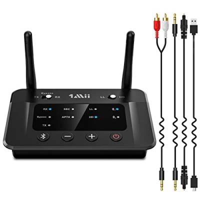 1Mii B03 Bluetooth 5.3 Transmitter Sender Empfänger für TV, aptX HD Low Latency Drahtloser Audioadapter für 2 Kopfhörer Stereoanlage, Große Reichweite, Digital Optical, AUX, RCA von 1Mii