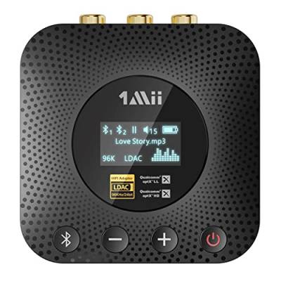 1Mii B06HD+ Hi-Res Bluetooth 5.1 Musik Empfänger für Stereoanlage mit LDAC, HiFi Bluetooth Adapter mit audiophilem DAC aptX HD-Lautstärkeregler OLED-Display für AV-Receiver/Verstärker von 1Mii