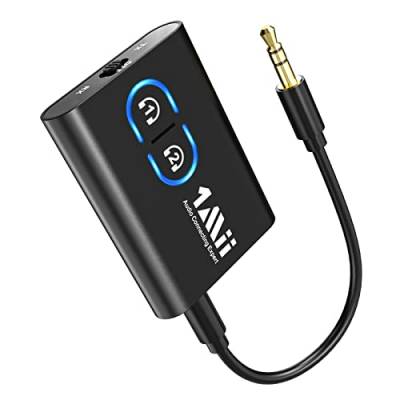 1Mii Bluetooth 5.3 Adapter Transmitter für TV Audio auf 2 Kopfhörer, 2-in-1 Bluetooth Sender Empfänger Klinke 3.5 für Stereoanlage/Flugzeug aptX Adaptive von 1Mii
