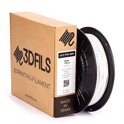 3DFILS Flexibles Filament für 3D-Drucker eFil TPU 60D / 1.75 mm/250 g/Weiß von 3DFILS