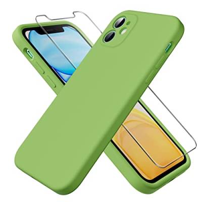 ACRONIX Hülle Kompatibel mit iPhone 11(6.1"),Liquid Silicone Case mit innem Soft Microfaser Tuch Futter,360° Voll abgedeckte stoßfeste Handyhülle für iPhone 11-Grasgrün von ACRONIX