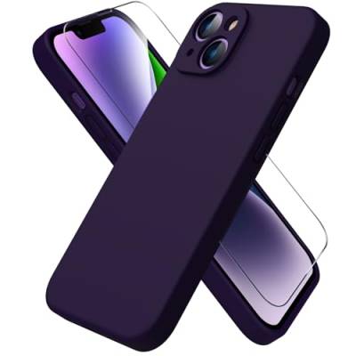 ACRONIX Hülle Kompatibel mit iPhone 14(6.1"),Liquid Silicone Case mit innem Soft Microfaser Tuch Futter,360° Voll abgedeckte stoßfeste Handyhülle für iPhone 14-Dunkel violett von ACRONIX