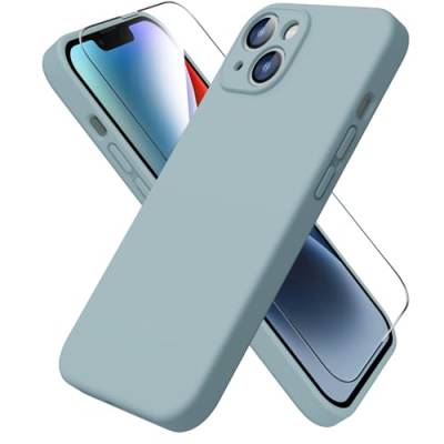 ACRONIX Hülle Kompatibel mit iPhone 14(6.1"),mit 1x Stück Schutzfolie,Liquid Silicone Case mit innem Soft Microfaser Tuch Futter,360° Voll abgedeckte stoßfeste Handyhülle für iPhone 14-Minzgrün von ACRONIX