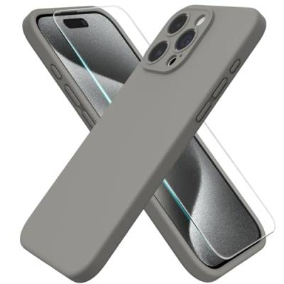 ACRONIX Hülle Kompatibel mit iPhone 15 Pro(6.1"),Liquid Silicone Case mit innem Soft Microfaser Tuch Futter,360° abgedeckte stoßfeste Handyhülle für iPhone 15-Grau von ACRONIX
