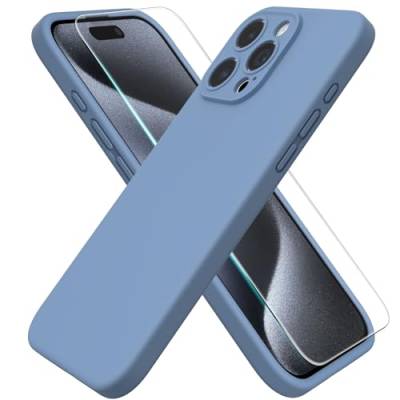 ACRONIX Hülle Kompatibel mit iPhone 15 Pro Max(6.7"),Liquid Silicone Case mit innem Soft Microfaser Tuch Futter,360° abgedeckte stoßfeste Handyhülle für iPhone 15-Französisch Blau von ACRONIX