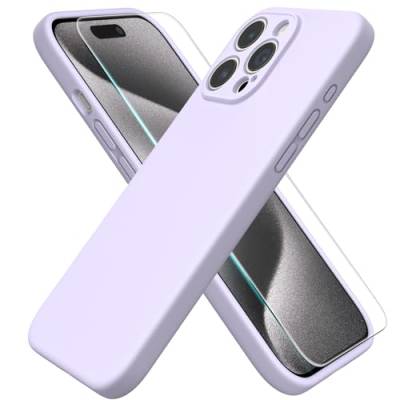 ACRONIX Hülle Kompatibel mit iPhone 15 Pro Max(6.7"),Liquid Silicone Case mit innem Soft Microfaser Tuch Futter,360° abgedeckte stoßfeste Handyhülle für iPhone 15-Pastell Flieder von ACRONIX