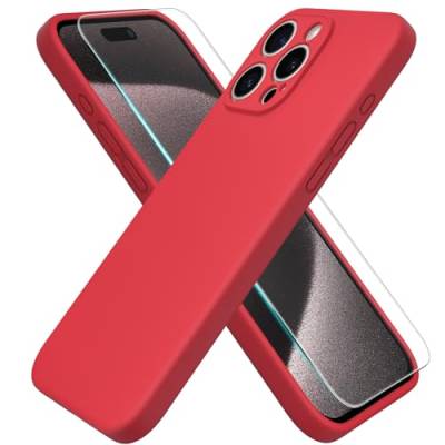 ACRONIX Hülle Kompatibel mit iPhone 15 Pro Max(6.7"),Liquid Silicone Case mit innem Soft Microfaser Tuch Futter,360° abgedeckte stoßfeste Handyhülle für iPhone 15-Rot von ACRONIX