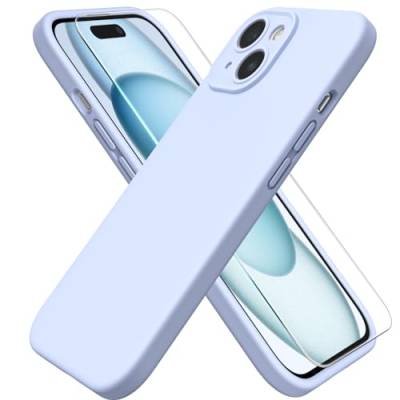 ACRONIX Hülle für iPhone 15(6.1") Liquid Silicone mit Kameraschutz und 1 Blatt Schutzfolie, Ganzkörper-Case, Stoßfeste, Anti-Kratzer Mikrofaser Handyhülle - Himmelblau von ACRONIX