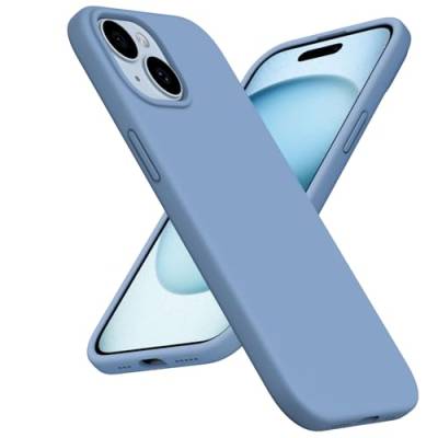 ACRONIX Silikon Hülle Kompatibel mit iPhone 15(6,1"),Liquid Silicone Case mit innem Soft Microfaser Tuch Futter,Ultra Dünn Stoßfester Kratzfestem Handyhülle-Französisch Blau von ACRONIX