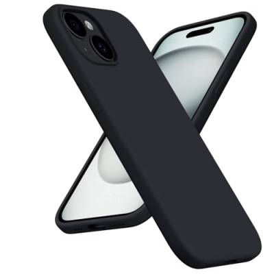 ACRONIX Silikon Hülle Kompatibel mit iPhone 15(6,1"),Liquid Silicone Case mit innem Soft Microfaser Tuch Futter,Ultra Dünn Stoßfester Kratzfestem Handyhülle-Schwarz von ACRONIX