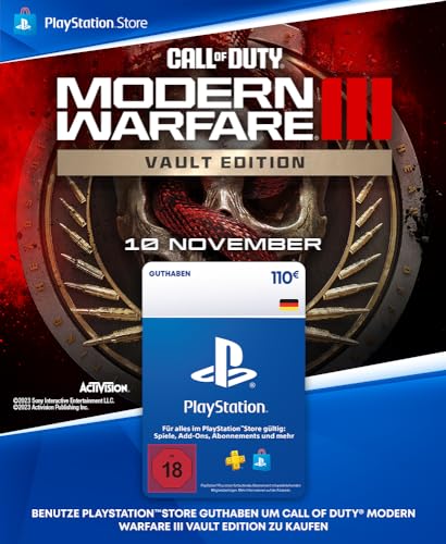110€ PlayStation Store Guthaben für Call of Duty: Modern Warfare III - Vault-Edition | Deutsches Konto [Code per Email] von ACTIVISION