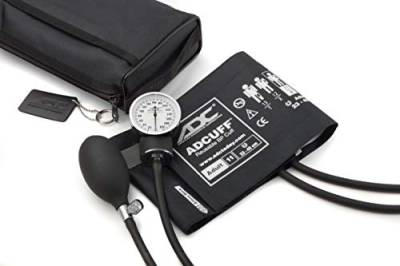 ADC Aneroides Blutdruckmessgerät Prosphyg 768 Professional Pocket mit Adcuff-Blutdruckmanschette aus Nylon und passender Transporttasche, Erwachsene, schwarz von ADC