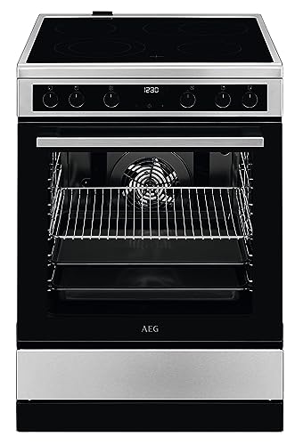 AEG CIB6641BBM 60 cm Standherd mit Induktions-Kochfeld / SteamBake – mit Feuchtigkeitszugabe / Hob²Hood / Versenkknebel / Touch-Bedienung / Grillfunktion / Display mit Uhr / Kindersicherung / A von AEG