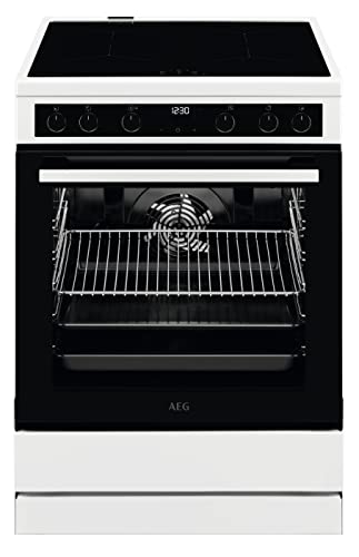 AEG CIB6642BBW 60 cm Standherd mit Induktions-Kochfeld / SteamBake – mit Feuchtigkeitszugabe / Hob²Hood / Versenkknebel / Touch-Bedienung / Grillfunktion / Display mit Uhr / Kindersicherung / A von AEG