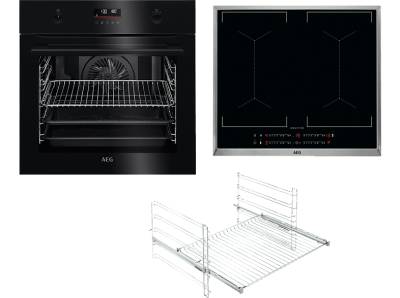 AEG KOMB506PDI Serie 6000 mit SurroundCook Ringheißluftsystem (mit Pyrolyse), Einbaubackofenset (Induktionskochfeld, A+, 71 l) von AEG