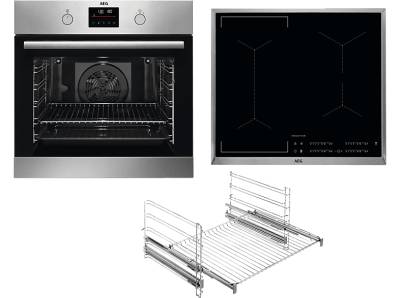 AEG MAXIB306PI Serie 6000 mit SurroundCook Ringheißluftsystem (mit Pyrolyse), Einbaubackofenset (Induktionskochfeld, A+, 72 l) von AEG