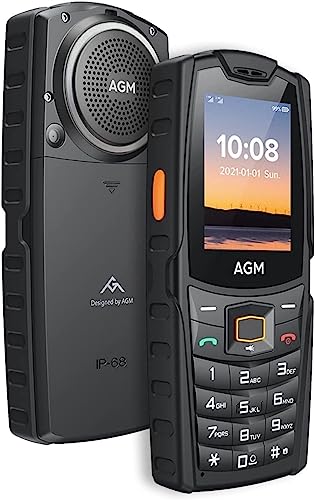 AGM M6 Outdoor Handy ohne Vertrag, 2.4 Zoll Farbdisplay, große Schrift und große Taste, 2500 mAh Akku 48MB+128MB, Wasserdicht (IP68/IP69K) Baustellen Handy, 4G Dual SIM, Tastenhandy - Schwartz von AGM