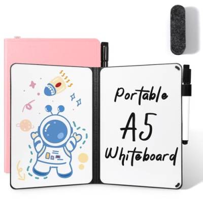 AGM Mini-Whiteboard, A5, Rosa, doppelseitig, tragbar, trocken abwischbar, mit Stift, Schreibtisch-Whiteboard für Studium, Meeting, Entwurf, Notizen, Kritzeln von AGM