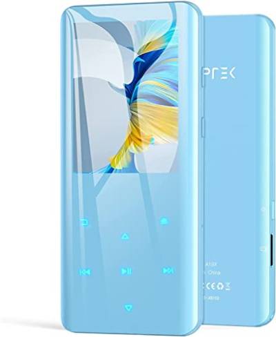 AGPTEK 32GB MP3 Player Bluetooth 5.0 with 2.4 Inch TFT Colour Screen, HiFi Music Player with Speaker, Touch Buttons, FM Radio, E-Book, Recording, Sleep Timer, Support up to 128 GB (Blau) von AGPTEK