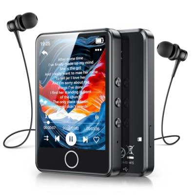 AGPTEK 64GB MP3 Player Bluetooth 5.3 mit 2,8" Full-Touchscreen, Tragbarer HiFi Musik Kinder MP3 Player mit Lautsprecher, FM-Radio, E-Book, Line-in-Aufnahme, Unterstützung 128 GB, Schwarz von AGPTEK