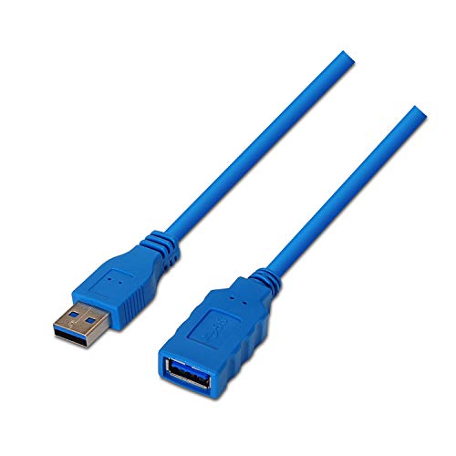 AISENS A105-0045 USB-Verlängerungskabel 3 (1 m, geeignet für Außengehäuse, Konsolenspiele, Digitalkameras, Drucker und Maus) Blau von AISENS