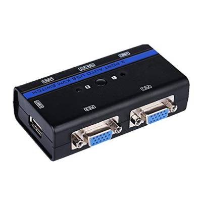 iConnex AISENS A111-0064 - KVM VGA USB Switch 1U-2PC mit Kabel zur Steuerung von Zwei CPUs, schwarz von AISENS