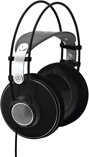AKG K612PRO Offener Over-Ear-Studiokopfhörer der Premium-Referenzklasse, ausgefeilte offene Technologie, Lederkopfbügel, breites und weites Klangspektrum, komfortables Design - Schwarz von AKG