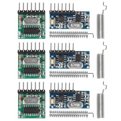 ALAMSCN 3 Set 433MHz RF Empfänger und Funk- Sende Modul + RF 433MHz Federantennen-Kit Kompatibel mit Arduino von ALAMSCN