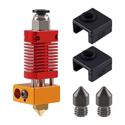 ALAMSCN Extruder Hotend Kit Ender 3 Hotend + 2PCS Silikonabdeckung + 2PCS 0.4mm gehärtetem Stahl Printers Nozzles Kompatibel mit 3D Drucker Ender-3/Ender-3s/Ender-3 pro von ALAMSCN