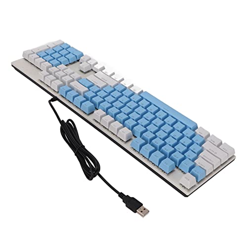 ANGGREK Mechanische Tastatur mit Blauem Schalter, RGB-Hintergrundbeleuchtung, 26 Tasten, Anti-Ghosting, Ergonomisches Design, Plug-and-Play (Weiß und blau) von ANGGREK