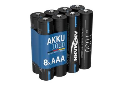 ANSMANN AG Akku AAA 1050mAh NiMH 1,2V - wiederaufladbar, hohe Kapazität (8 Stück) Akku 1050 mAh (1.2 V) von ANSMANN AG