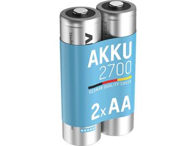 ANSMANN 5030852 AA Mignon Akku, Ni-MH, 1.2 Volt, 2700 mAh 2 Stück von ANSMANN