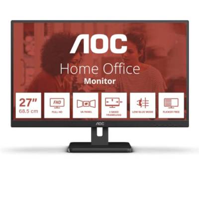 AOC 27E3UM - 27 Zoll Full HD Monitor, AdaptiveSync, Laustprecher (1920x1080, 75 Hz, DisplayPort, HDMI, VGA, USB Hub) schwarz von AOC