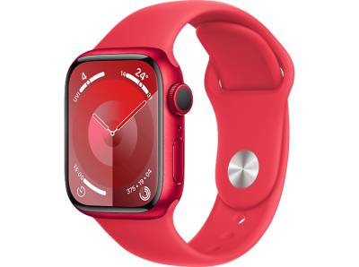 APPLE Watch Series 9 GPS 41 mm Smartwatch Aluminium Fluorelastomer, 130 - 180 mm, (PRODUCT) RED von APPLE