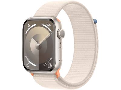 APPLE Watch Series 9 GPS 45 mm Smartwatch Aluminium Textil Carbon Neutral, 130 - 200 mm, Polarstern von APPLE