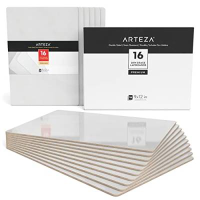 ARTEZA Schreibtafel | 23cm x 30cm Doppelseitiges Whiteboard | Set mit 16 Stück | Weiße Trocken Abwischbare Tafel | für Lehrer, Unterricht, Präsentationen, Büroarbeit von ARTEZA
