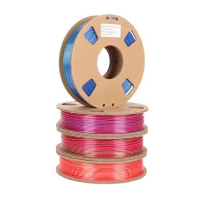 ASHATA 3D Drucker Filament, PLA Filament 1,75 Mm Rot Gold Rot Grün Rot Blau Blau Grün 3D Druck Farbfilament, 4 Rollen Seiden Zweifarbfilament von ASHATA