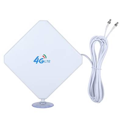 ASHATA 4G LTE Antenne,TS9 3G 4G Hochleistung LTE Antenne 35dBi Netzwerk Verstärker Antenne,4G LTE WiFi Router Signalverstärker Antenne Wireless Antenna mit 2 TS9-Anschlüsse Weiß von ASHATA