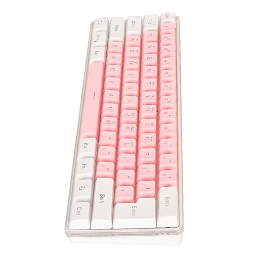 ASHATA 60% Kabelgebundene Gaming Tastatur, Mechanische RGB Tastatur, Imitierte Mechanische Technik, Kompakte Tastatur mit 61 Tasten und 6 Hintergrundbeleuchtungseffekten für (Weiß Rosa) von ASHATA