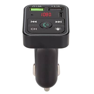 ASHATA Bluetooth-FM-Transmitter für Auto, FM-Transmitter für Auto Bluetooth 5.0-Autoladegerät, Freisprechen, Radio-Bluetooth-Adapter, mit LED-Anzeige von ASHATA