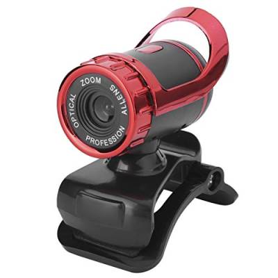 ASHATA Computer USB-Webcam, Webcam Integrierte Schallabsorbierende Mikrofon-USB-Kamera Zum Unterrichten von Konferenz-Live-Streaming für XP/Win2003/Win7/Win8/10 (Rot) von ASHATA