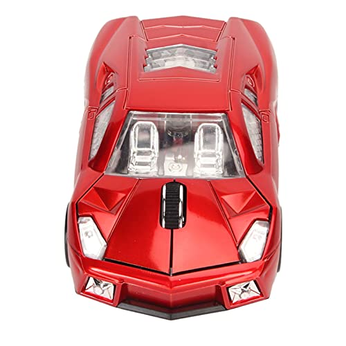 ASHATA LED Funkmaus, Sportwagen Maus, 2,4 GHz USB Empfänger, Desktop PC Sportmaus mit LED Scheinwerfer, 1600 DPI Optischer Sensor, für PC von ASHATA