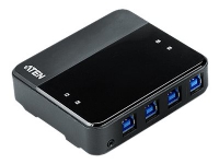 ATEN 4 x 4 USB 3.2 Gen1 Peripherie-Freigabe-Switch, 5 Gbit/s, Mikro-USB Typ-B, Schwarz, Kunststoff, 0 - 40 °C, -20 - 60 °C von ATEN Technology