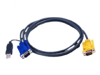 ATEN USB-KVM-Kabel mit 3-in-1-SPHD und integriertem PS/2-zu-USB-Wandler, 1,8 m, 1,8 m, VGA, Schwarz, HDB-15 + USB A, SPHD-15, Männlich von ATEN Technology
