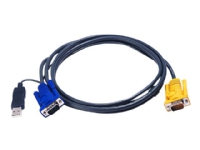 ATEN USB-KVM-Kabel mit 3-in-1-SPHD und integriertem PS/2-zu-USB-Wandler, 6 m, 6 m, VGA, Schwarz, HDB-15 + USB A, SPHD-15, Männlich von ATEN Technology