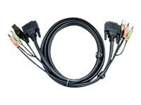 Aten USB-DVI-I-Single-Link-KVM-Kabel, 3 m, 3 m, DVI-I, Schwarz, DVI-I, USB A, 2x3.5mm, DVI-I, USB B, 2x3.5mm, Männlich von ATEN Technology