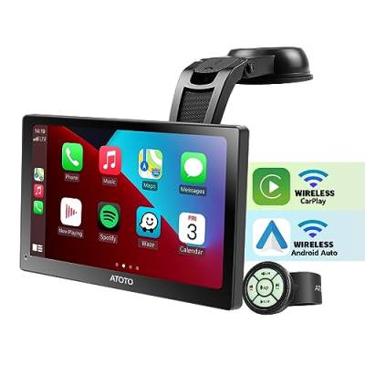 ATOTO P807SD-RM Tragbares Autoradio, Wireless CarPlay & Kabelloses Android Auto, 7-Zoll-QLED blendfreies Touchscreen, WDR & automatische Dimmfunktion, Fernbedienung, Bluetooth, GPS-Navigation von ATOTO