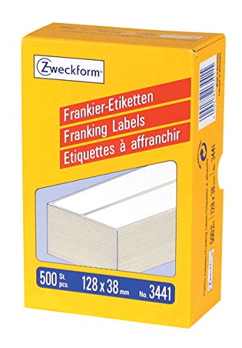 AVERY Zweckform 3441 Frankier-Etiketten (Papier matt, 500 Etiketten, 128 x 38 mm) 1 Pack weiß von AVERY Zweckform